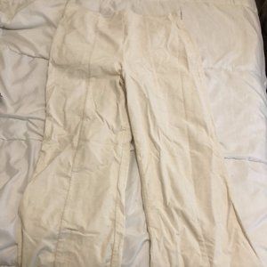 Velvet bell bottom pants in white